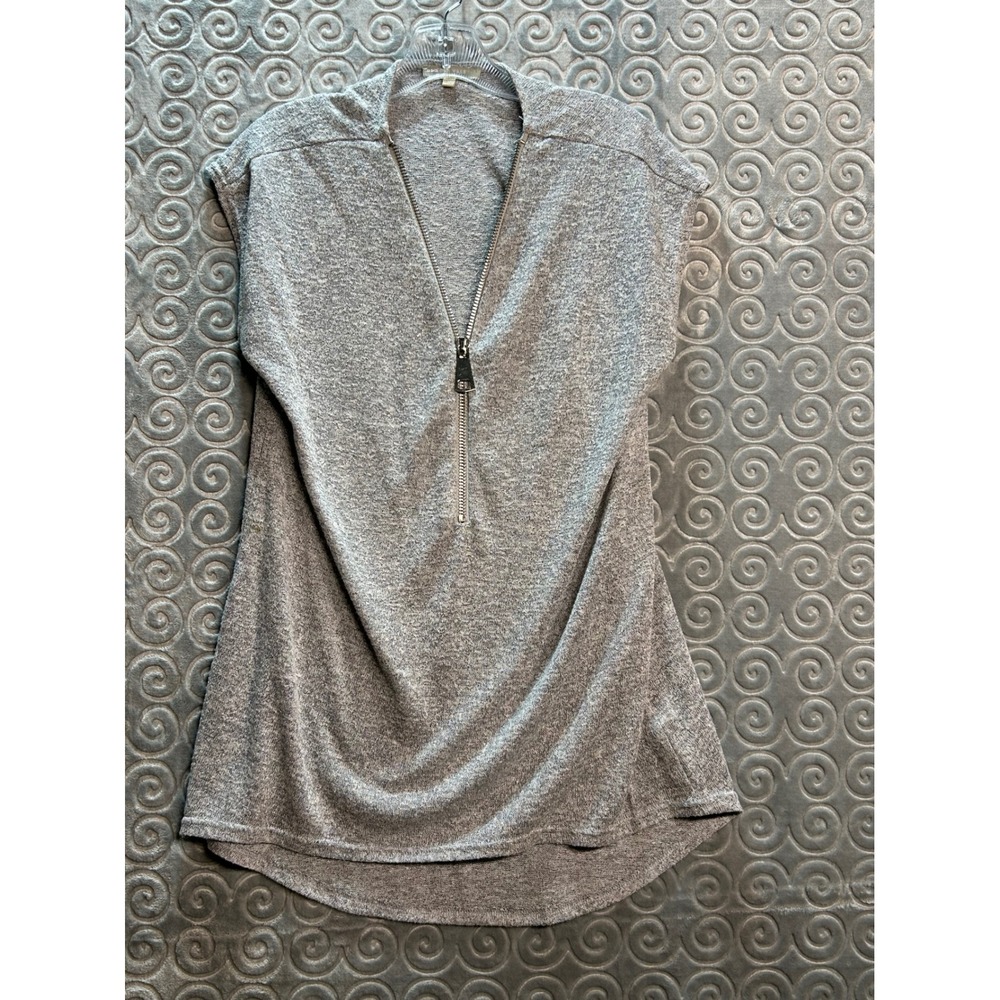 Joan Vass Studio Gray Sleeveless Zip Up Tunic Top,‎ Medium Knit Casual